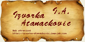 Izvorka Atanacković vizit kartica
